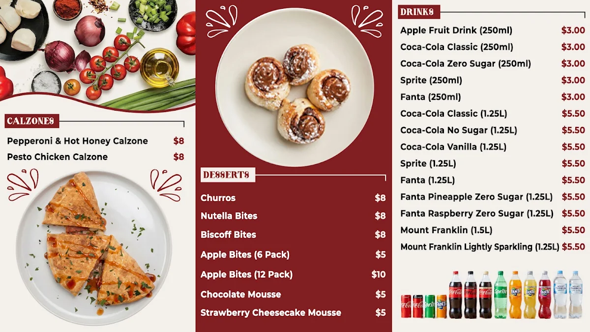 Menu, Lyndhurst Gourmet Pizza