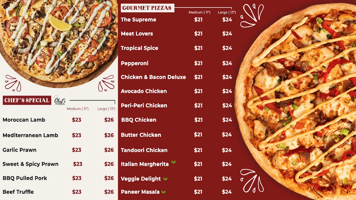 Menu, Lyndhurst Gourmet Pizza