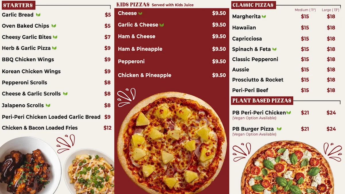 Menu, Lyndhurst Gourmet Pizza