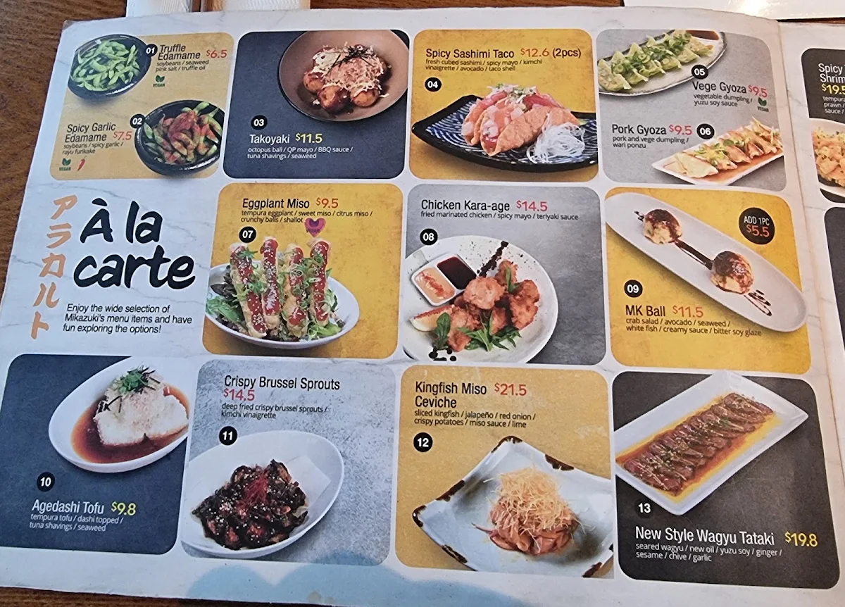 Menu, Mikazuki Parramatta
