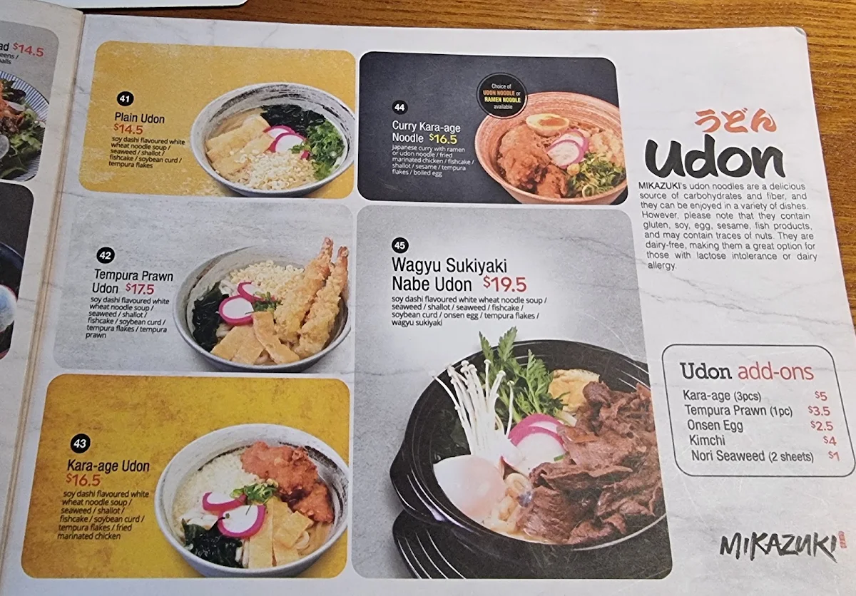 Menu, Mikazuki Parramatta