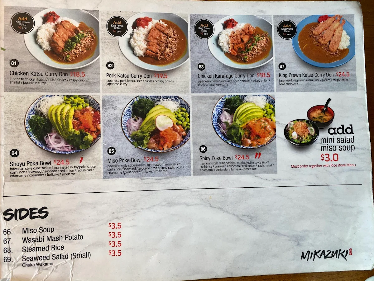 Menu, Mikazuki Parramatta