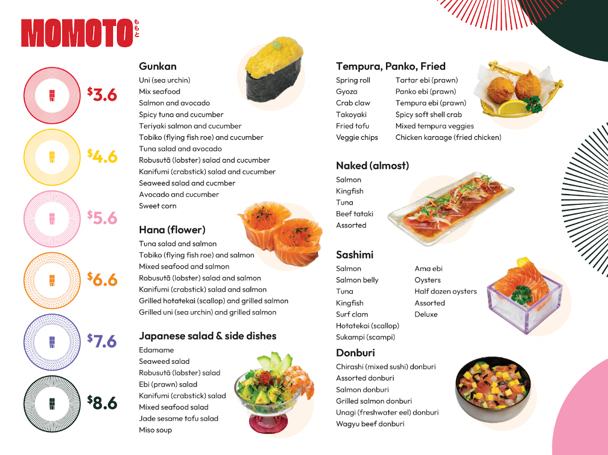 Menu, Momoto World Square