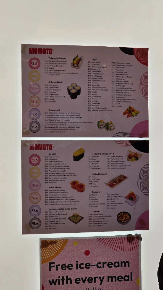 Menu, Momoto World Square