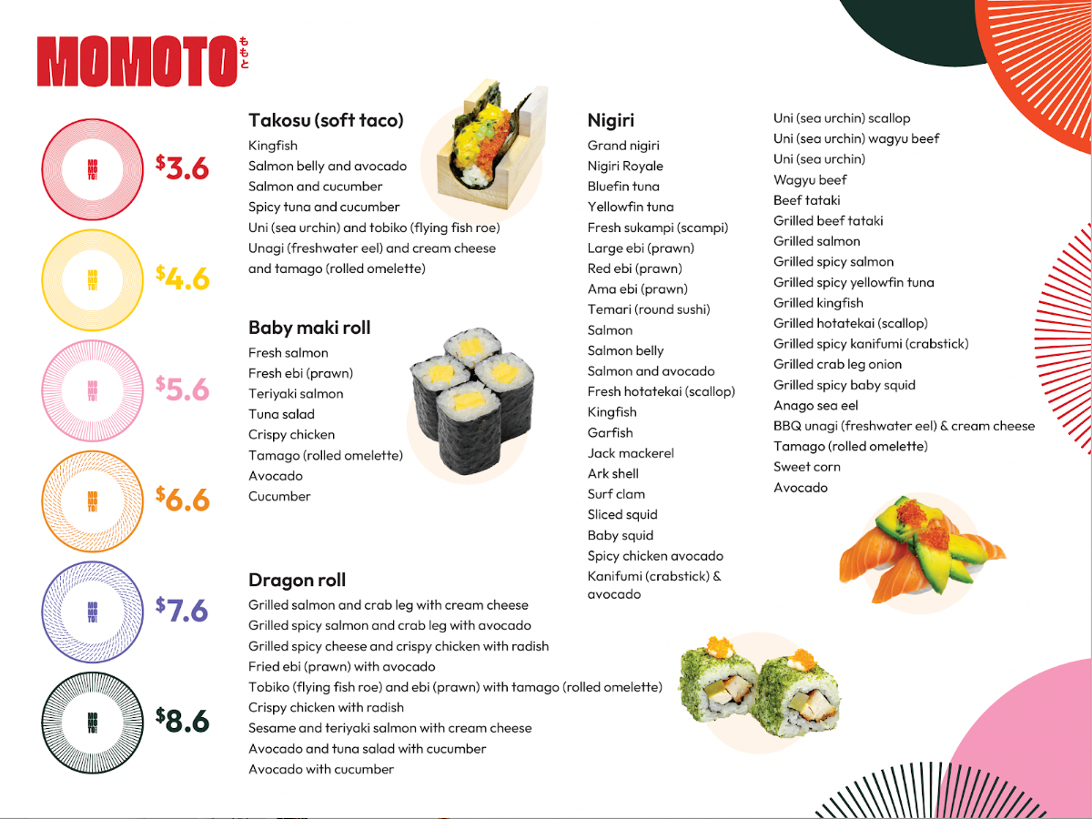 Menu, Momoto World Square