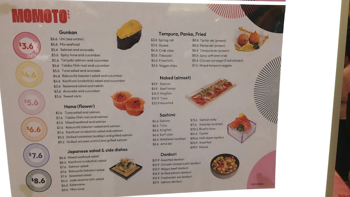 Menu, Momoto World Square