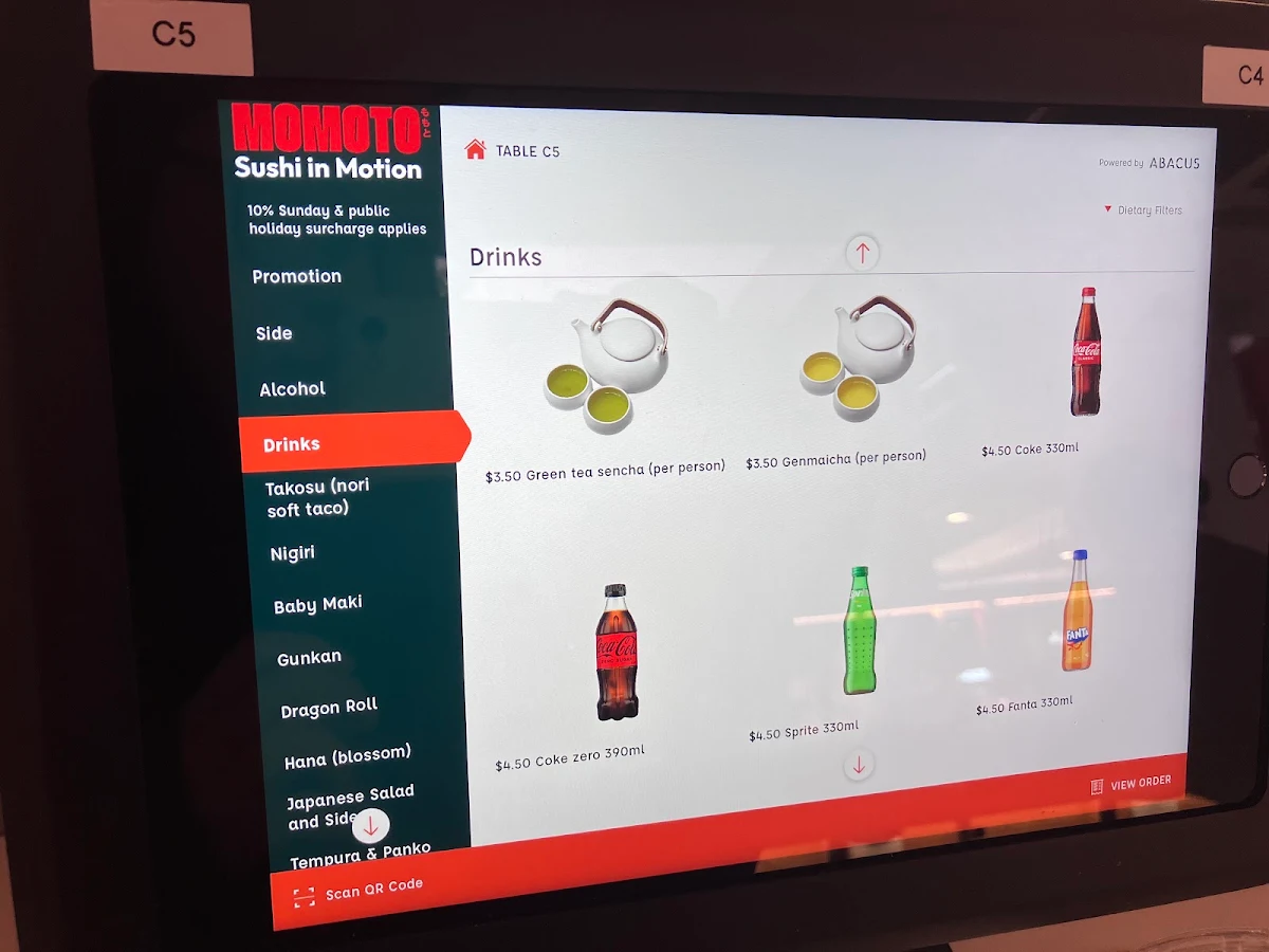 Menu, Momoto World Square