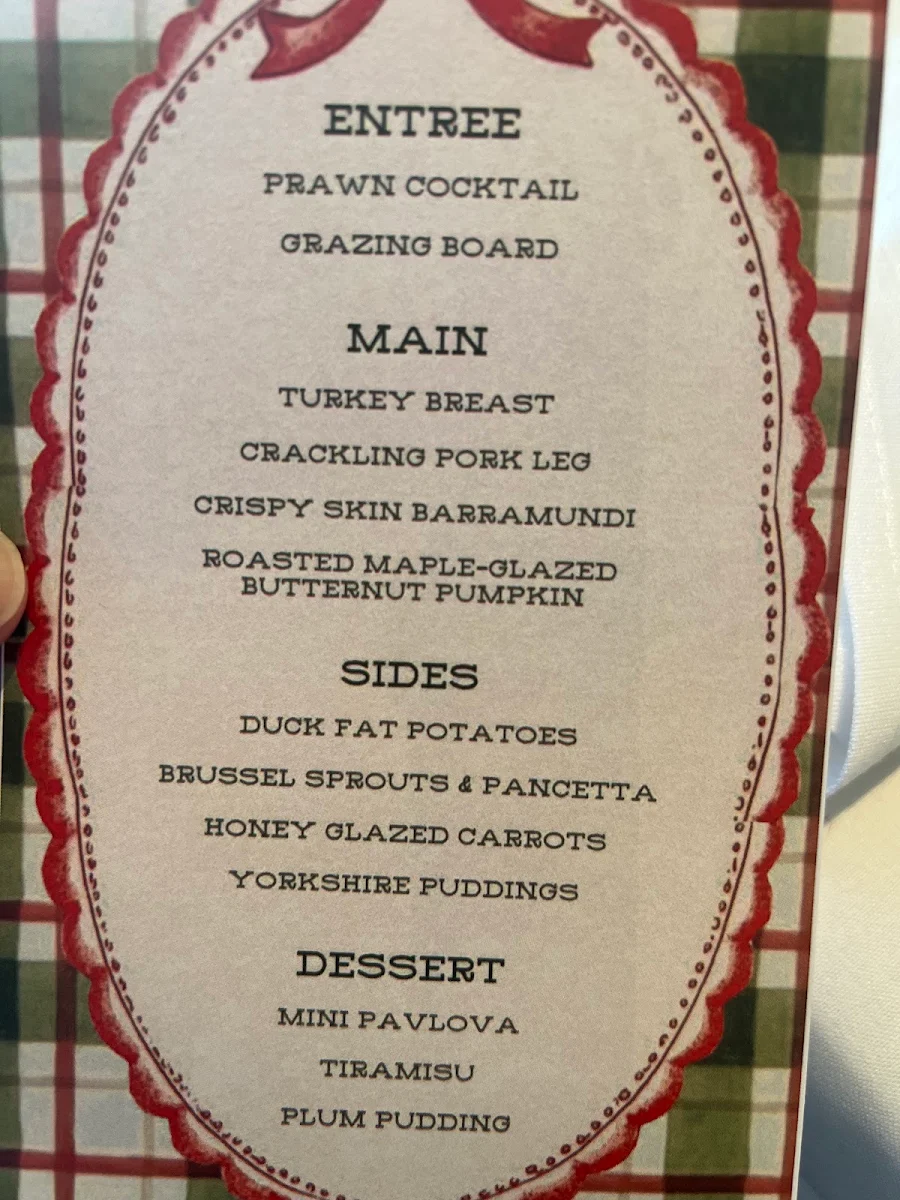 Menu, Seacliff Beach Hotel