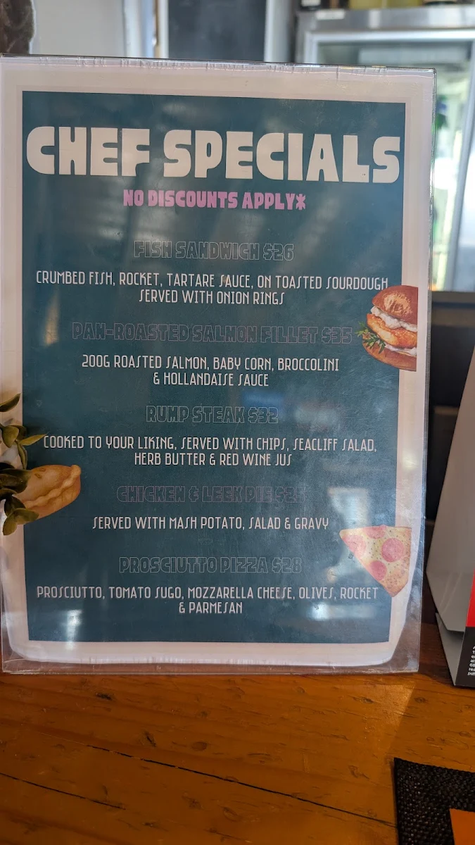 Menu, Seacliff Beach Hotel