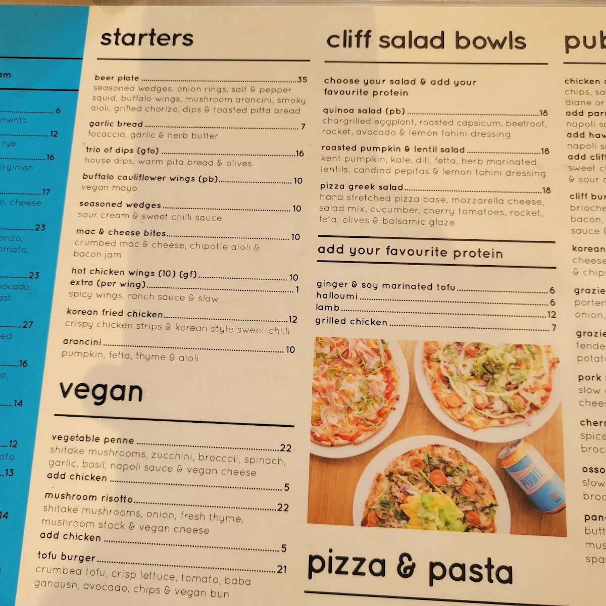 Menu, Seacliff Beach Hotel