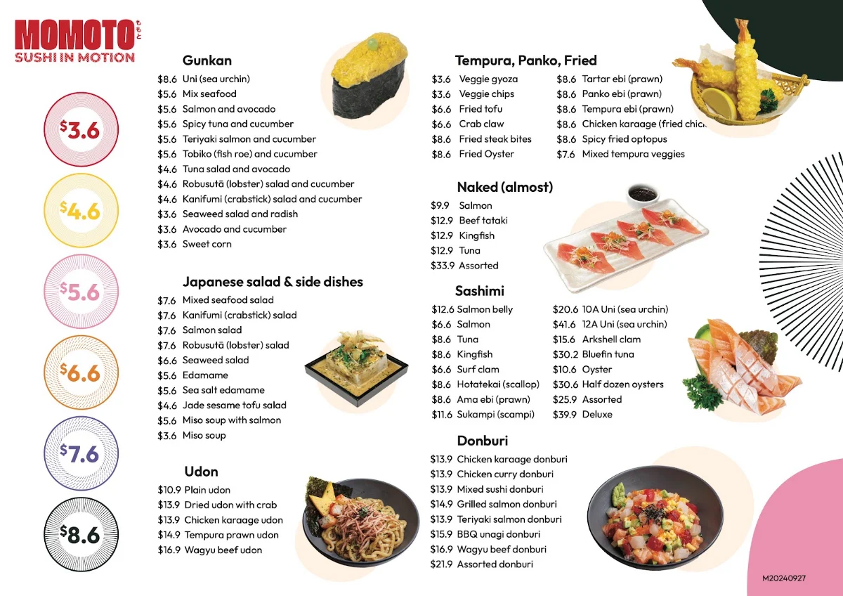 Menu, Momoto Kings Square