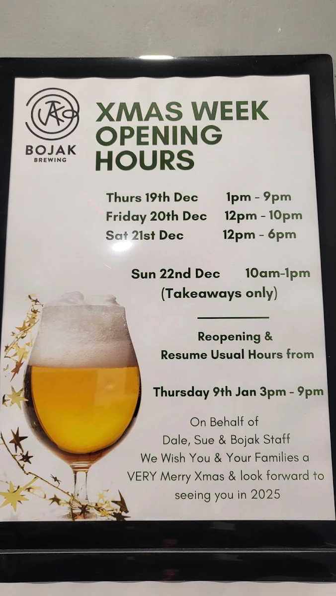 Menu, BoJaK Brewing