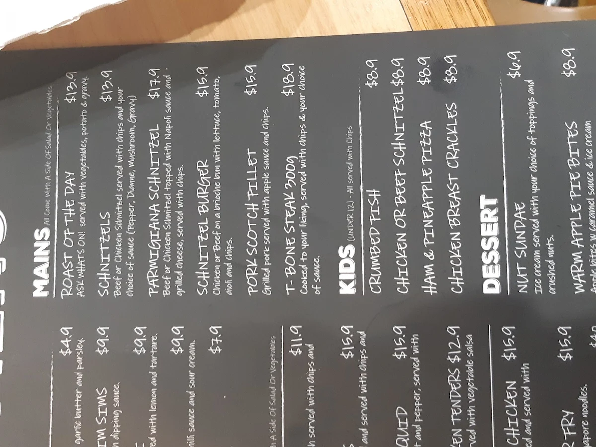 Menu, Empire Hotel