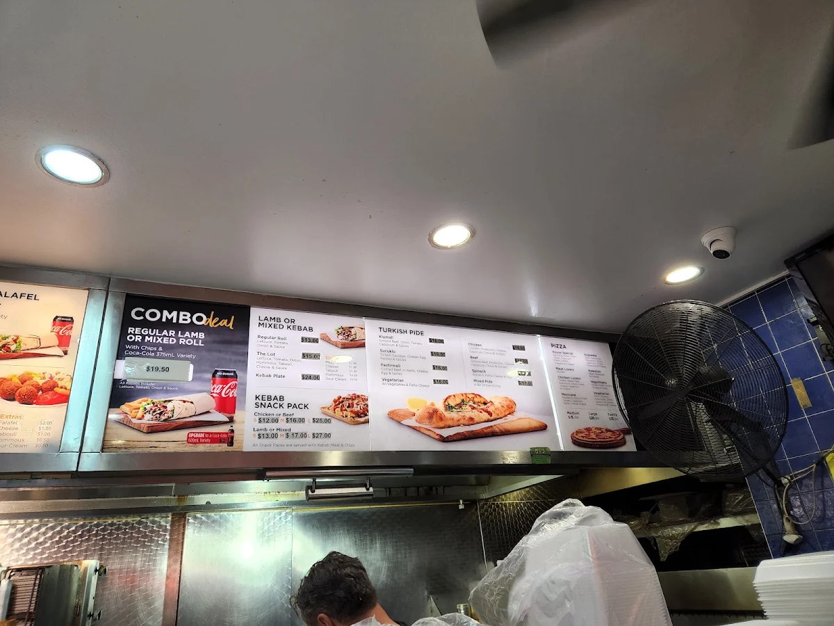 Menu, Sutherland kebabhouse