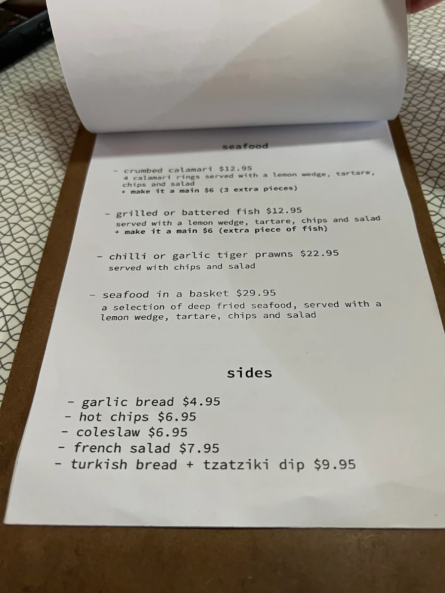 Menu, Malaga Restaurant