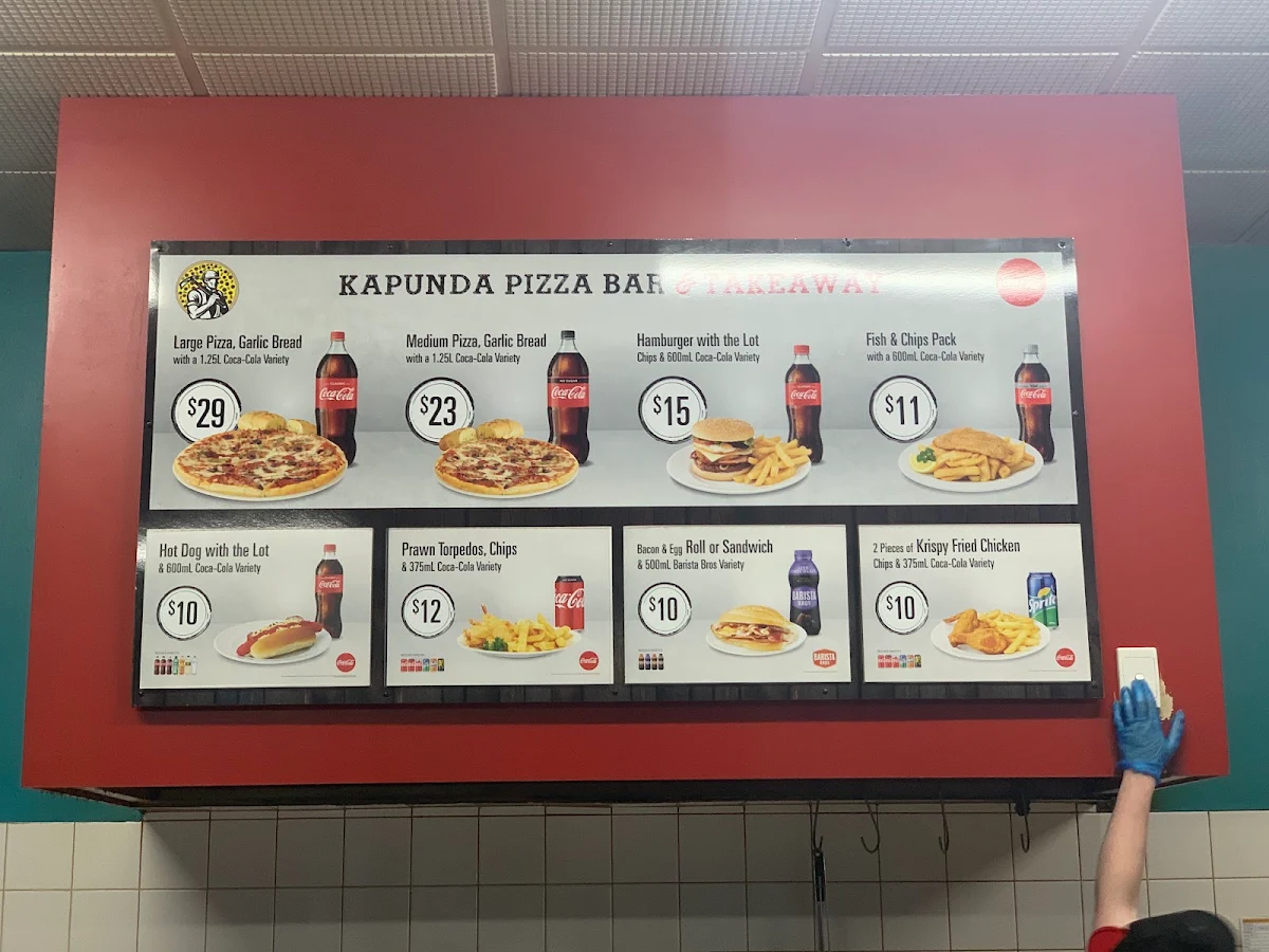 Menu, Kapunda Pizza Bar