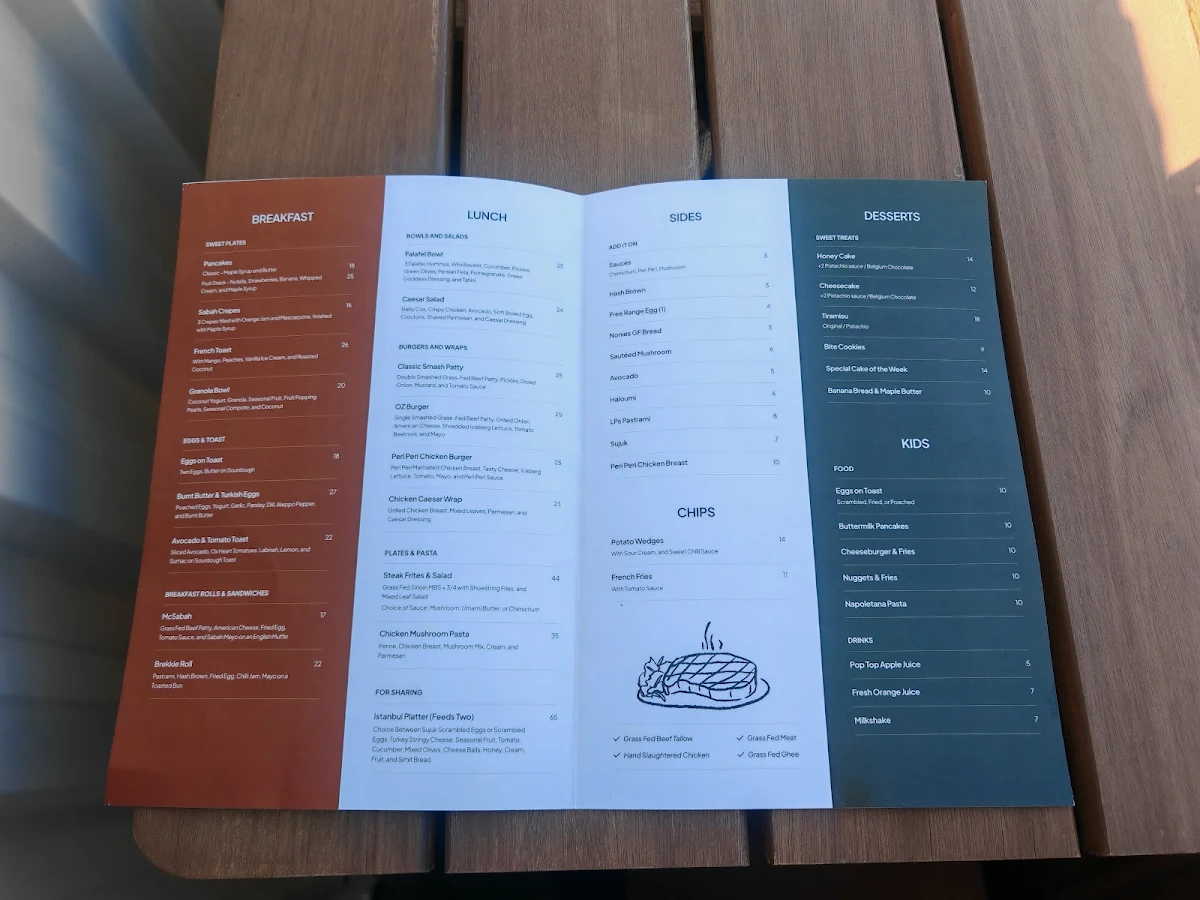 Menu, Sabah Eatery