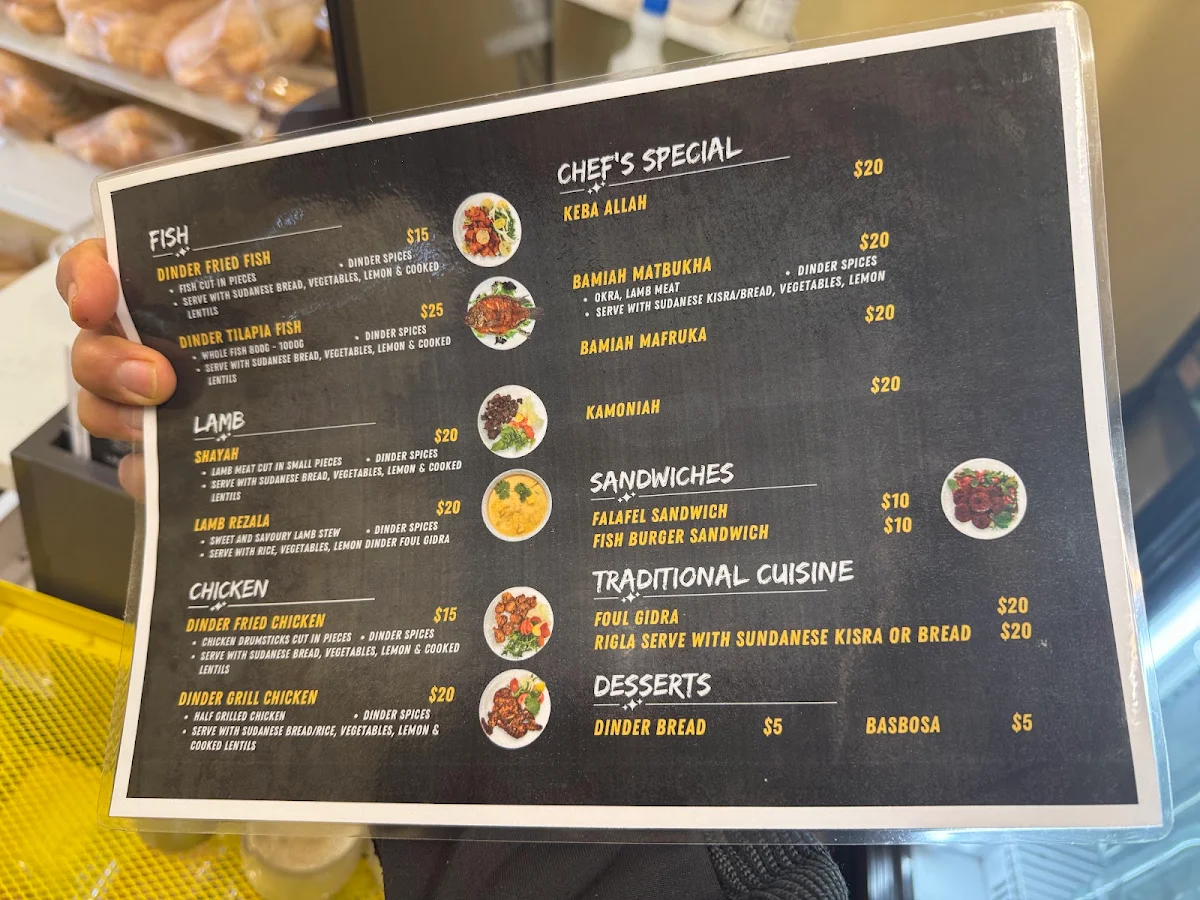 Menu, Dinder Kitchen