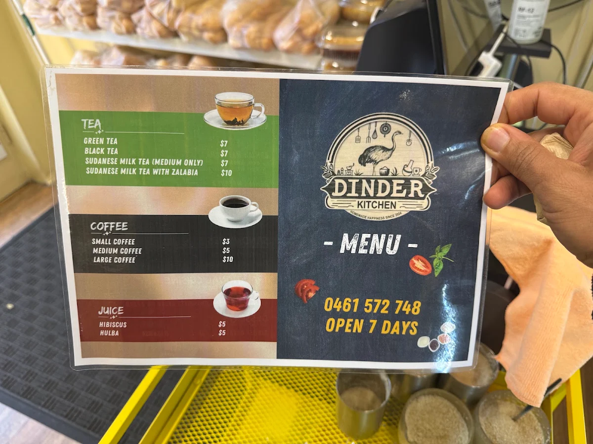 Menu, Dinder Kitchen