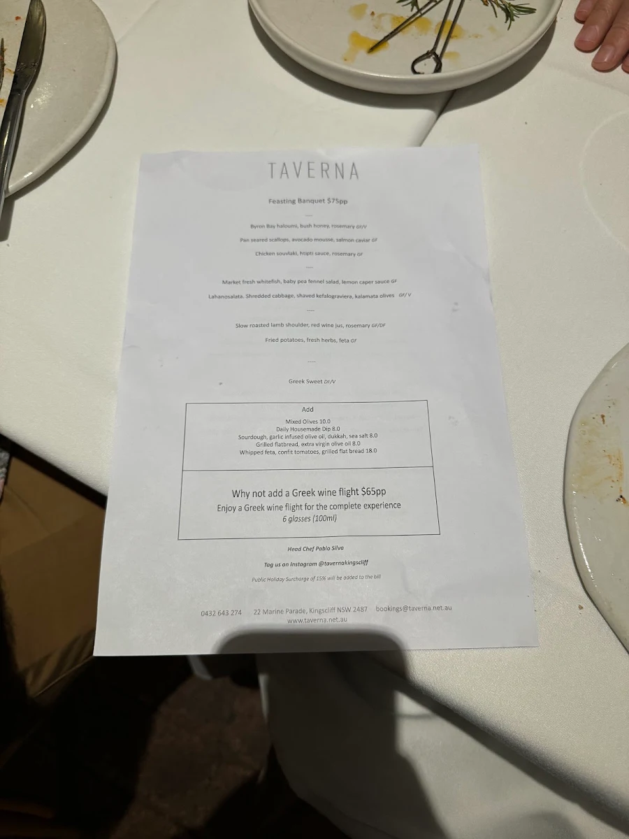 Menu, Taverna