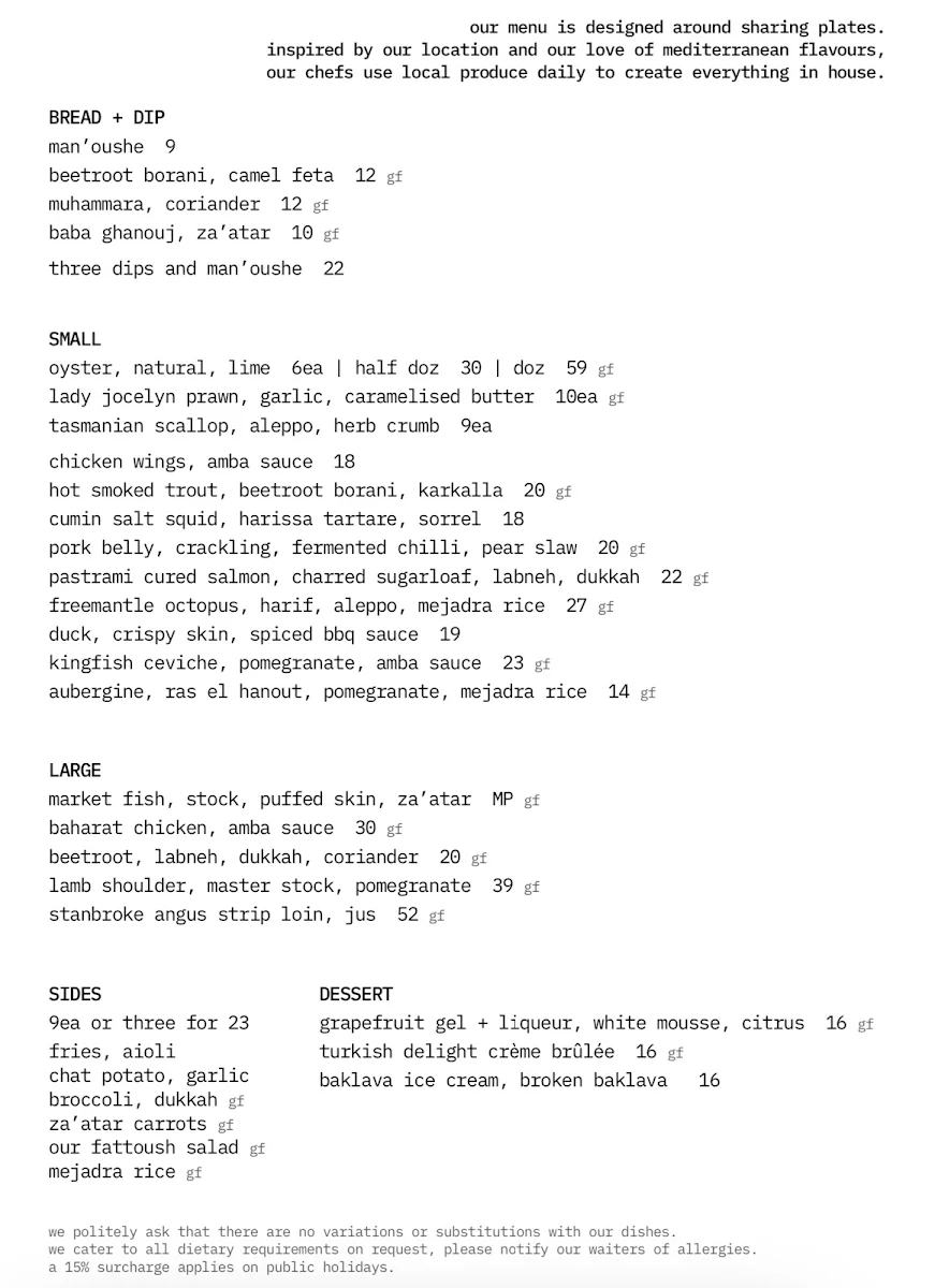 Menu, Quarterdeck Kitchen + Bar