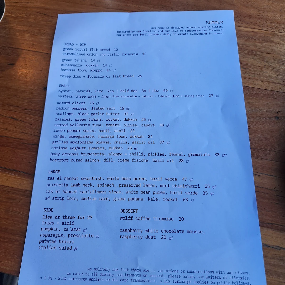 Menu, Quarterdeck Kitchen + Bar