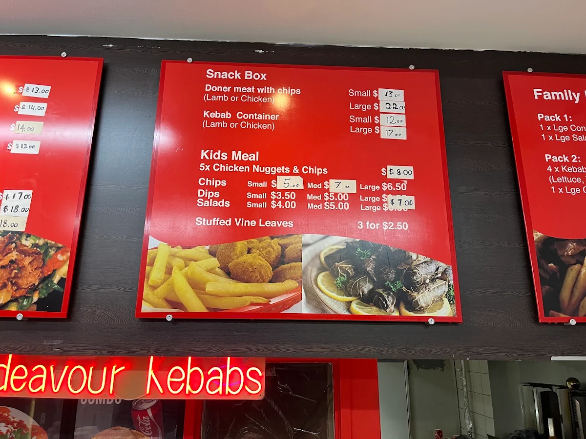 Menu, Endeavour Kebabs