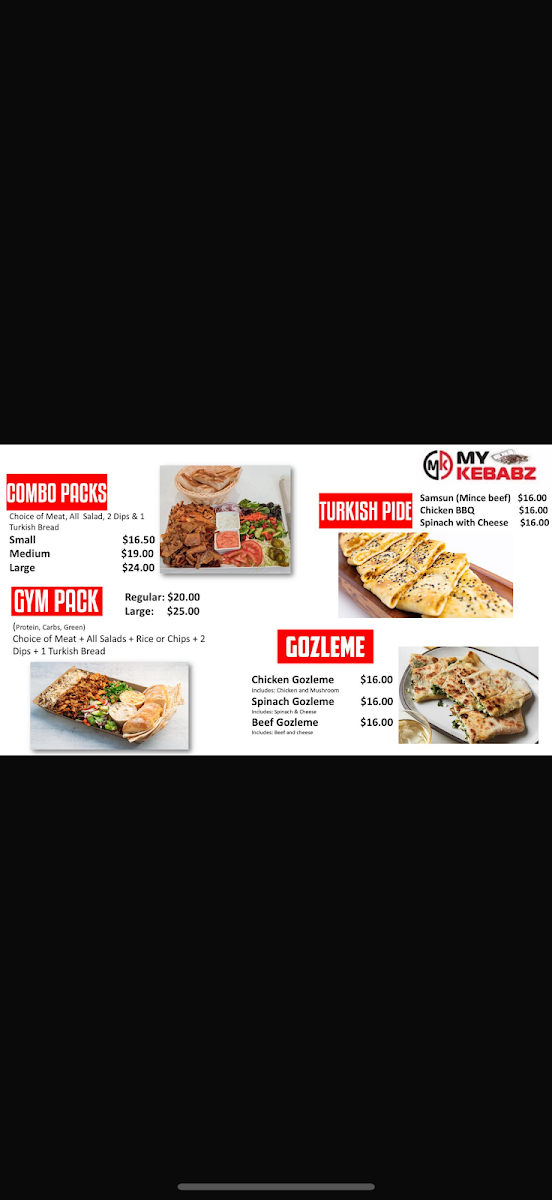 Menu, My Kebabz