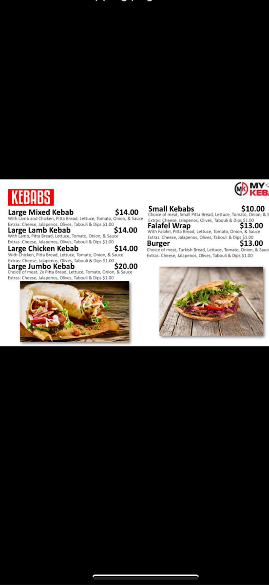 Menu, My Kebabz