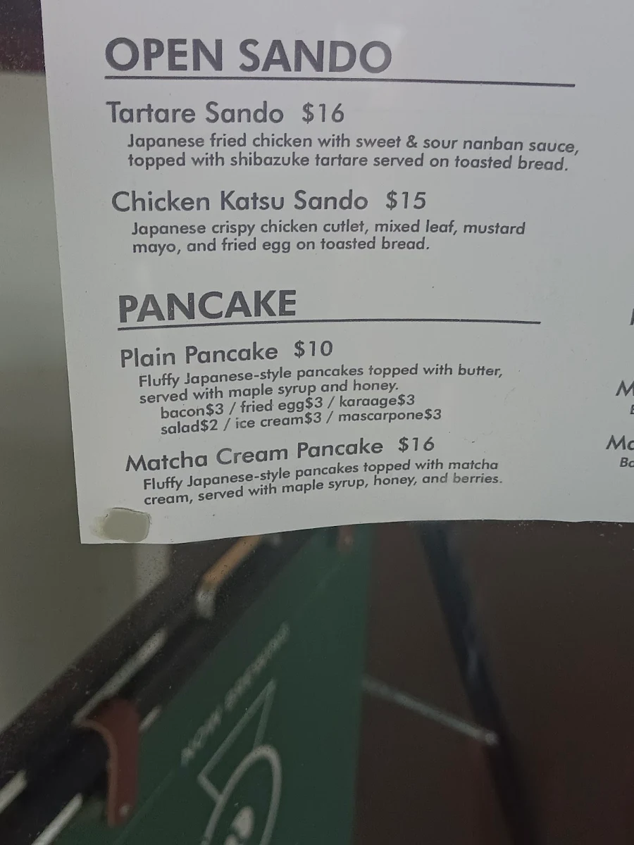 Menu, Oishi Oishi Japanese Fluffy Pancakes