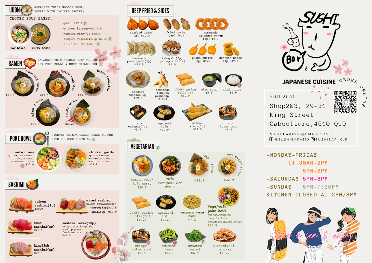 Menu, Sushi bar Caboolture