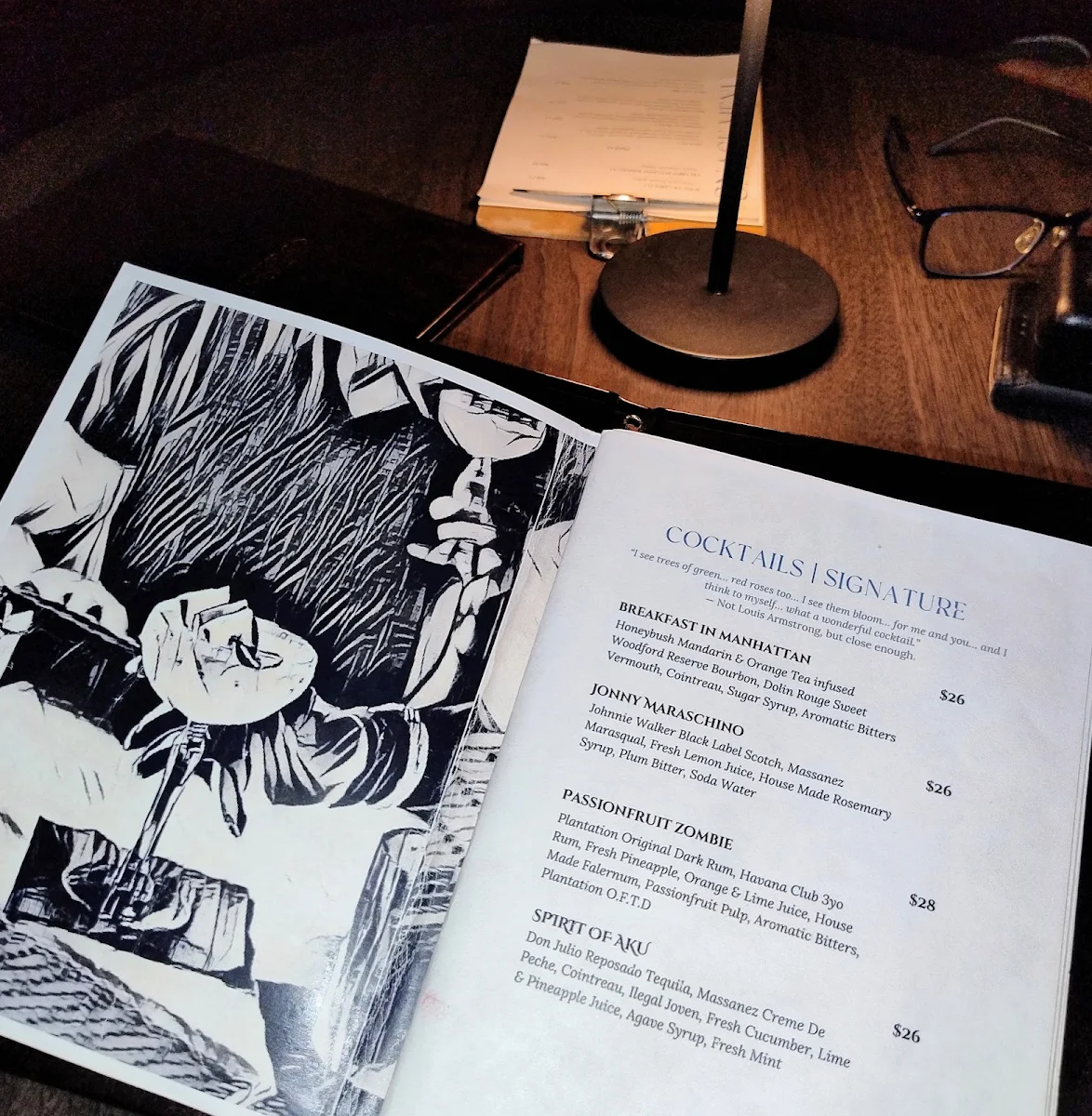 Menu, Twin City Hotel Cocktail Bar
