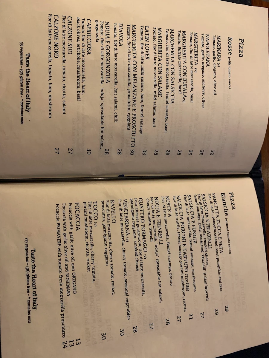 Menu, Tocco Italiano