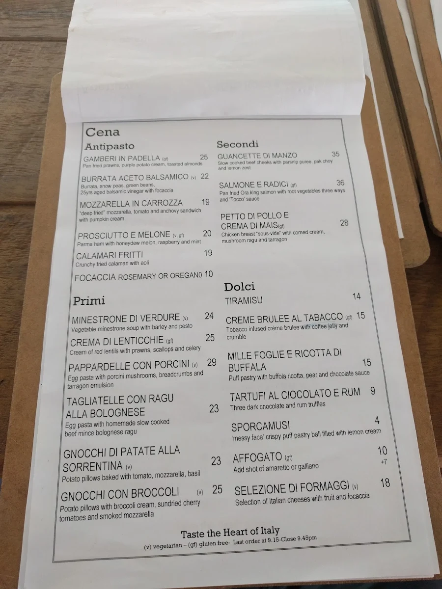 Menu, Tocco Italiano