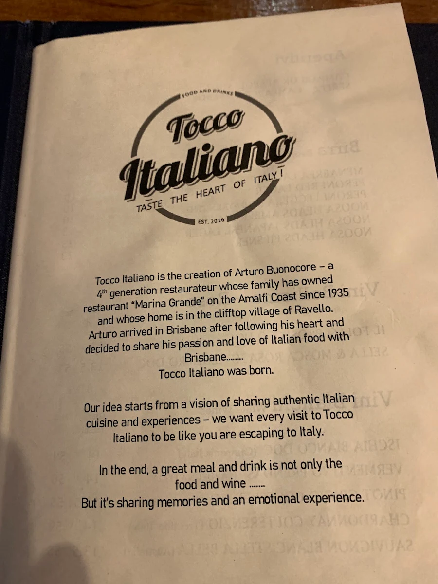 Menu, Tocco Italiano