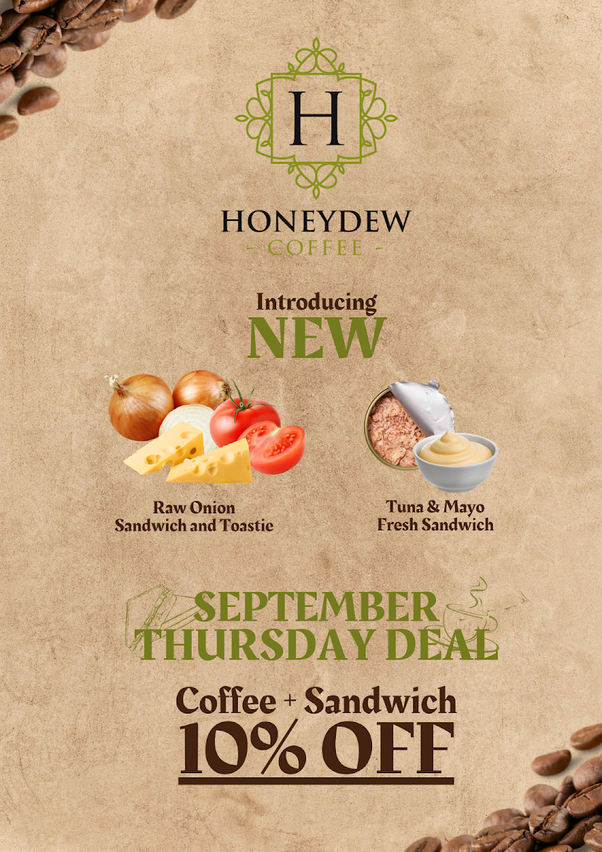 Menu, Honeydew Coffee