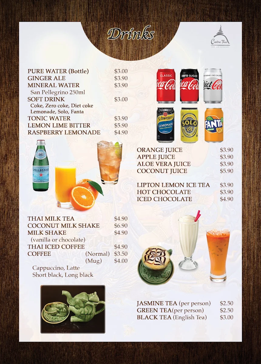 Menu, Centre Thai Cafe and Restaurant
