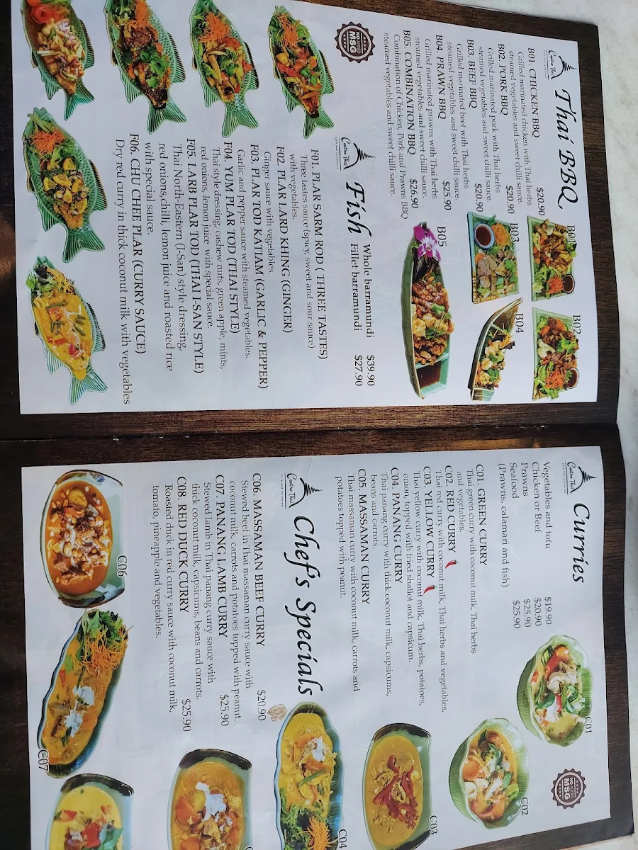 Menu, Centre Thai Cafe and Restaurant