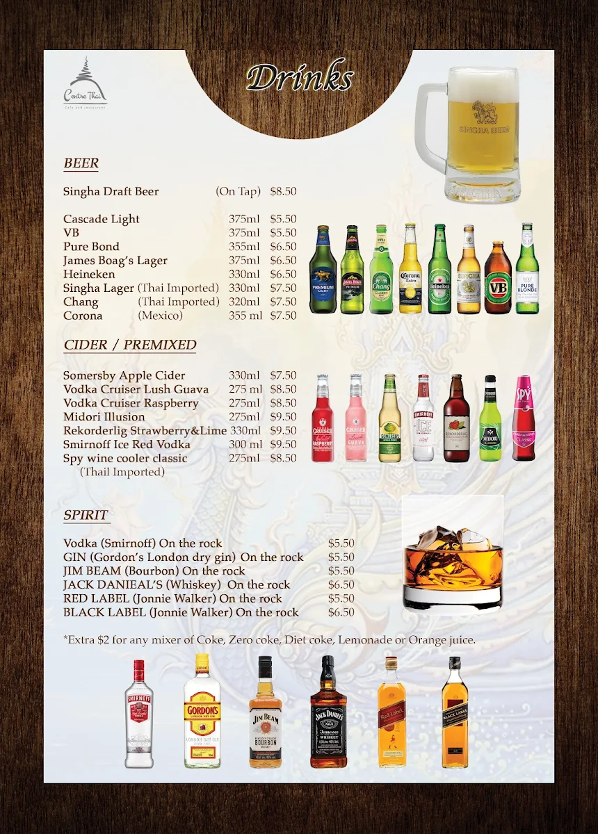 Menu, Centre Thai Cafe and Restaurant