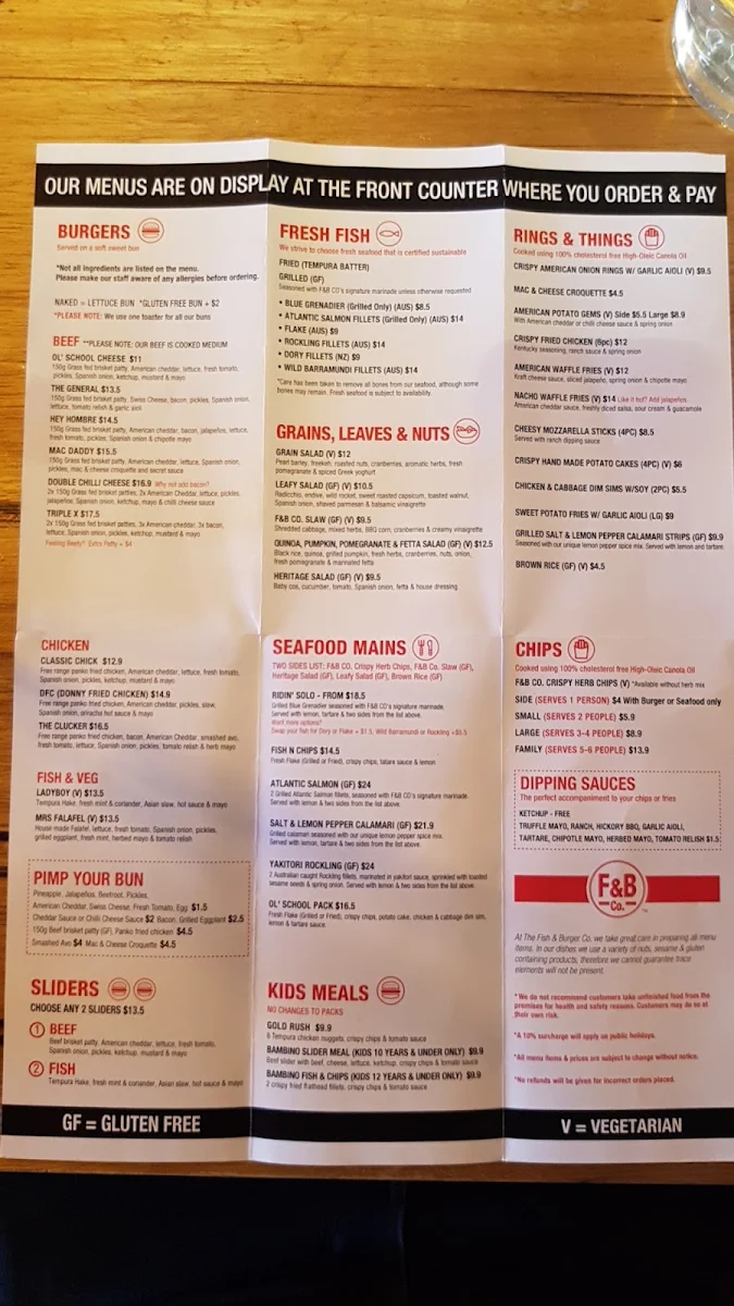 Menu, The Fish & Burger Co. | Home to Yo-Lo Frozen Yoghurt & Acai