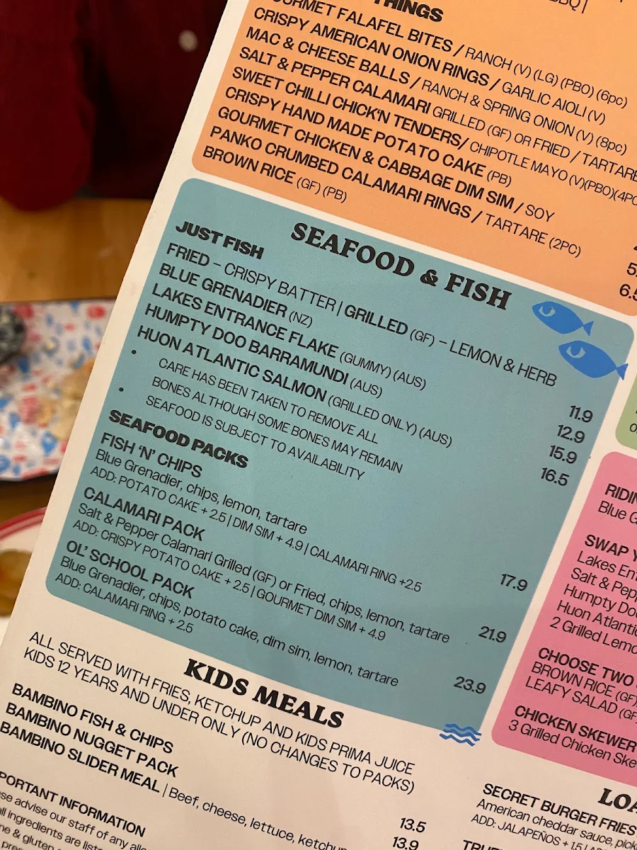 Menu, The Fish & Burger Co. | Home to Yo-Lo Frozen Yoghurt & Acai