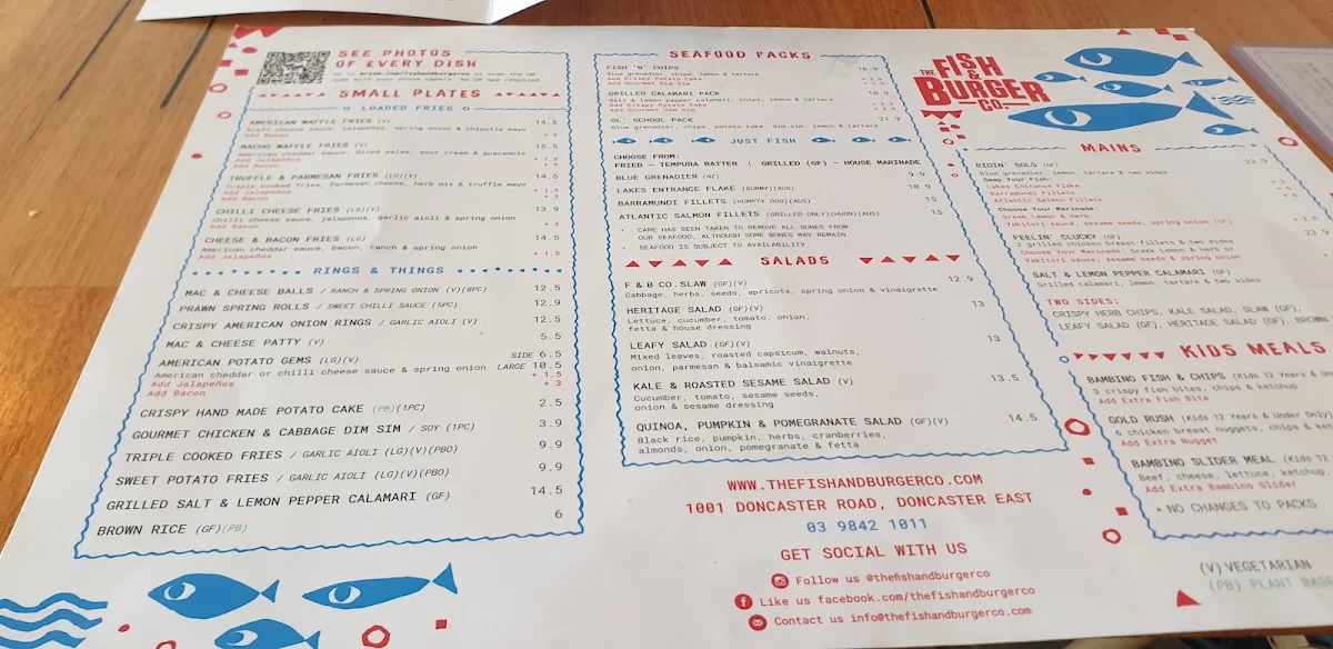 Menu, The Fish & Burger Co. | Home to Yo-Lo Frozen Yoghurt & Acai