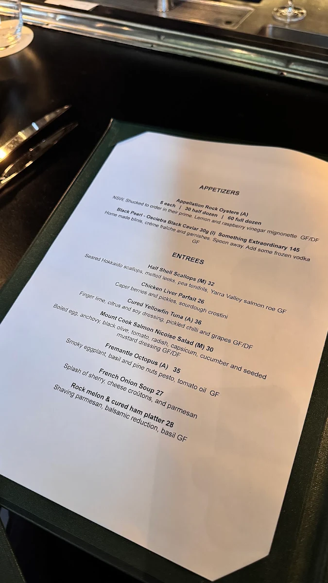Menu, Chez Beckett's