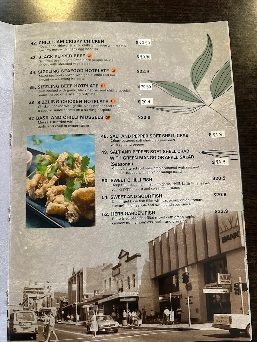 Menu, Thai Old Town Restaurant