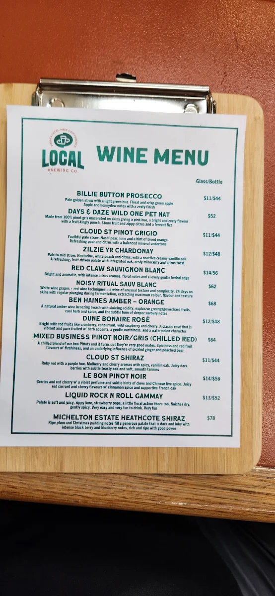 Menu, Local Brewing Co. Taproom & Pizza Kitchen