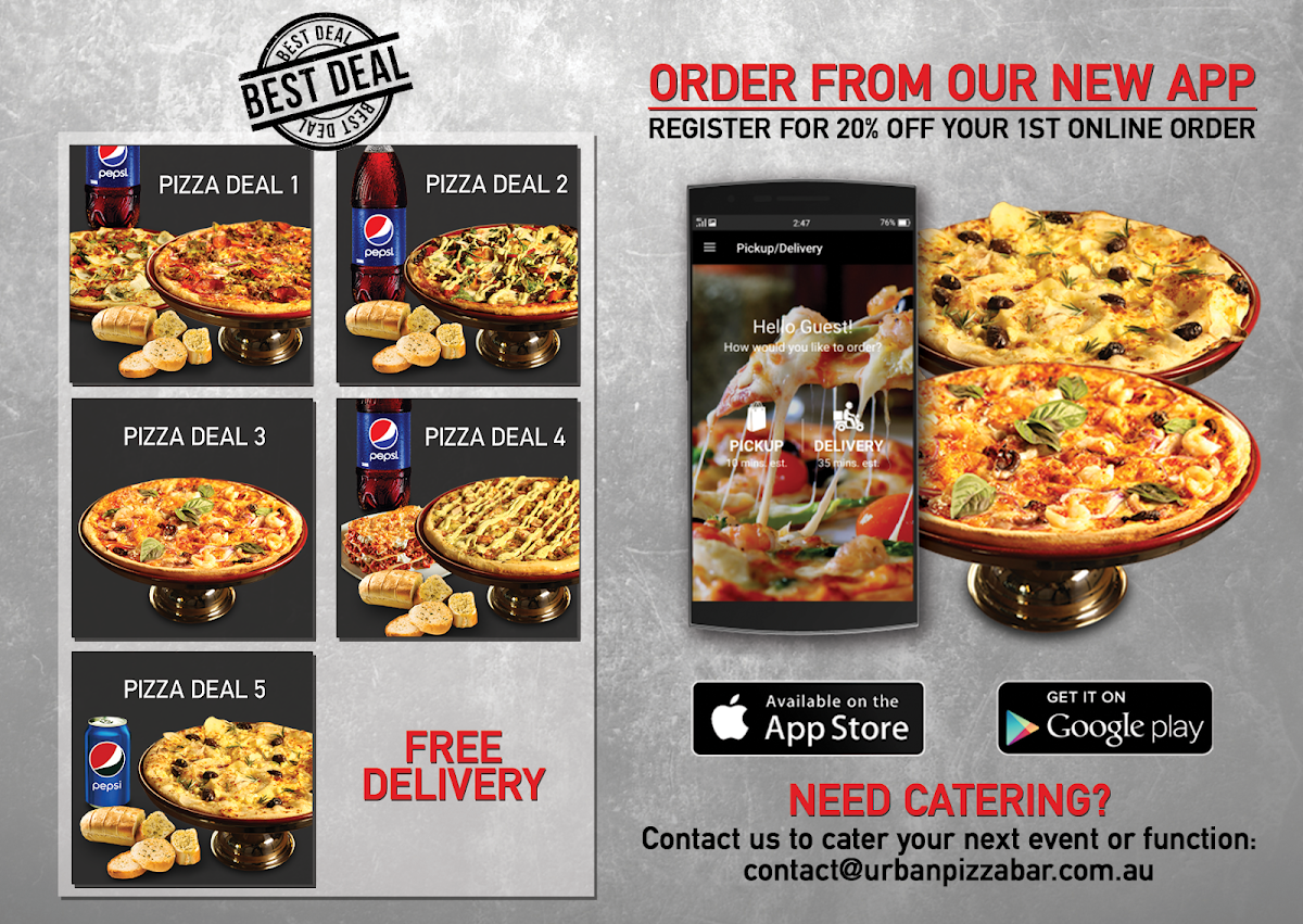 Menu, Urban Pizza Bar