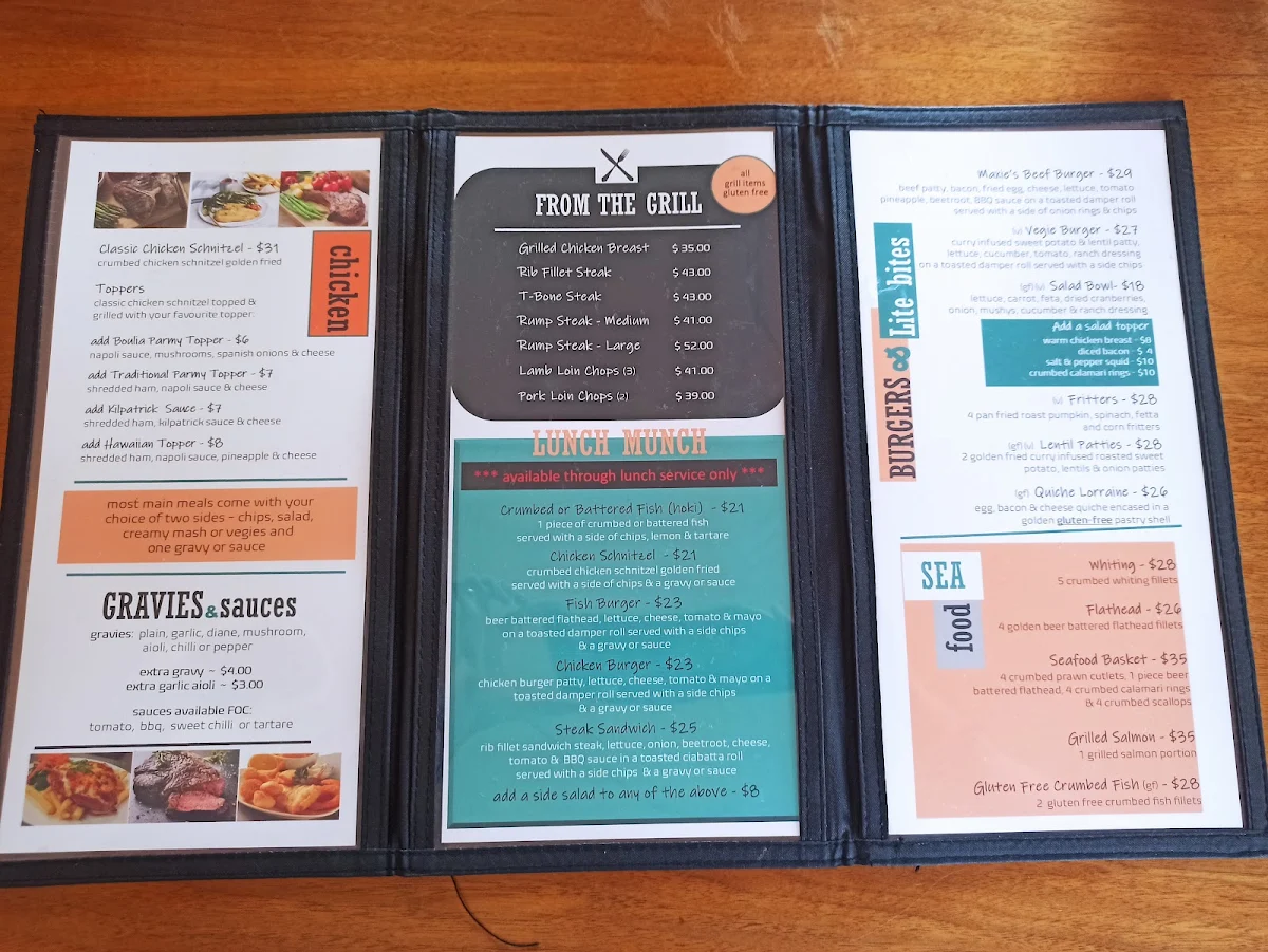 Menu, The Australian Hotel Motel Boulia