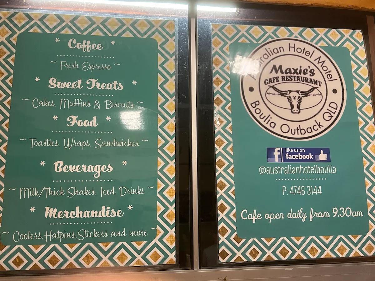 Menu, The Australian Hotel Motel Boulia