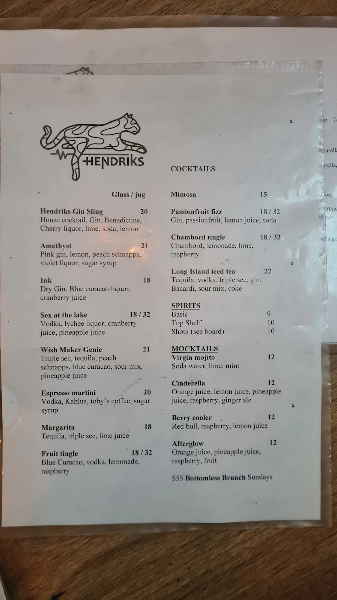 Menu, Hendriks