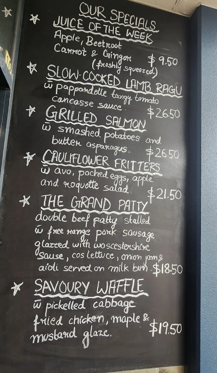 Menu, Early birds cafe hastings